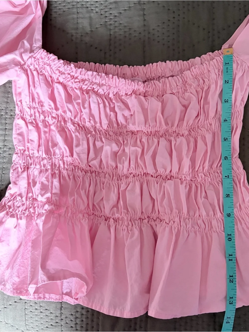 ASTR The Label Blush Pink Smocked Puff Sleeve Top Size L